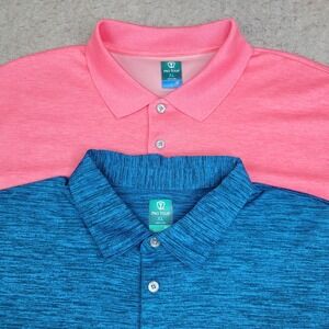 Lot of 2 Pro Tour Golf Polo Shirts Mens XL Blue Pink Short Sleeve Cool Play Wick